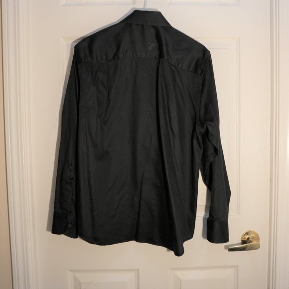 Geoffrey Beene Men's Regular Fit Sateen Wrinkle Free Dress Shirt Black Size 15 - Picture 3 of 4